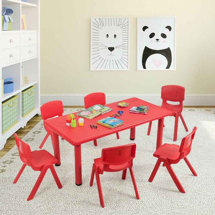 6-pack Kids Plastic Stackable Classroom Chairs-RedCostway Gallery View 6 of 12