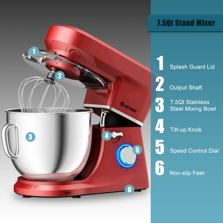 Stand Mixer, 660W Household Kitchen Standing Mixer Dough Mixer with 6-Speed  Tilt-Head Food Mixer Cake Mixer 
