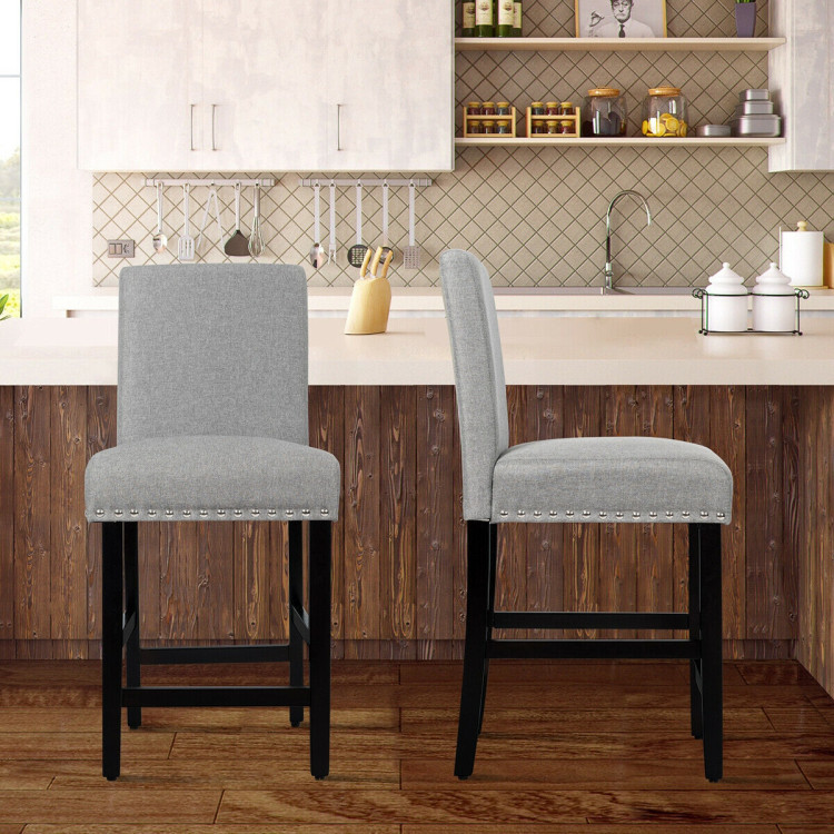 25 Inch Kitchen Chairs with Rubber Wood Legs-GrayCostway Gallery View 3 of 12