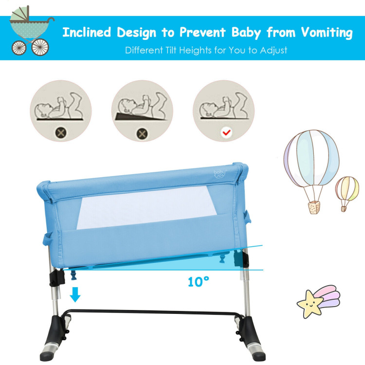 Travel Portable Baby Bed Side Sleeper  Bassinet Crib with Carrying Bag-BlueCostway Gallery View 9 of 11