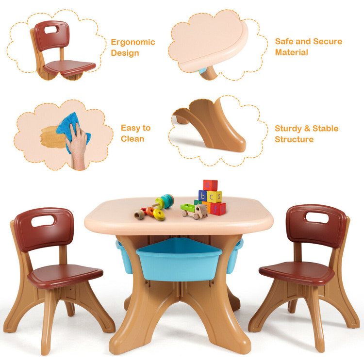 Children Kids Activity Table & Chair Set Play Furniture W/Storage-CoffeeCostway Gallery View 6 of 10