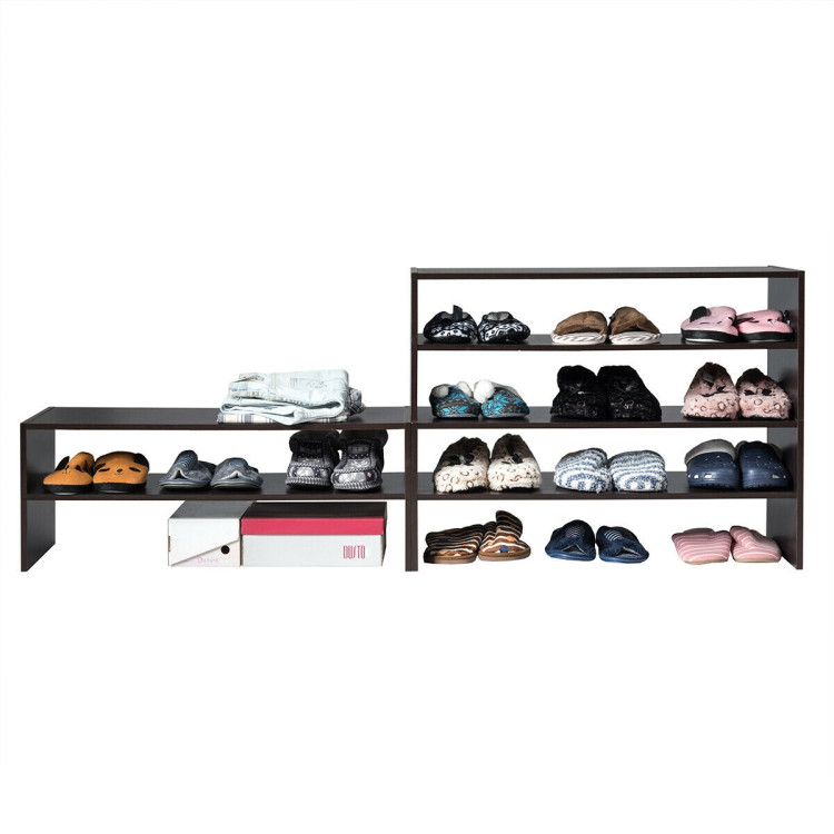 3 Pieces 31-Inch Stackable Multi-Shape Shoe Rack-BrownCostway Gallery View 9 of 13