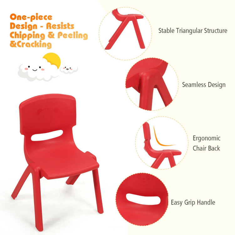 6-pack Kids Plastic Stackable Classroom Chairs-RedCostway Gallery View 10 of 12
