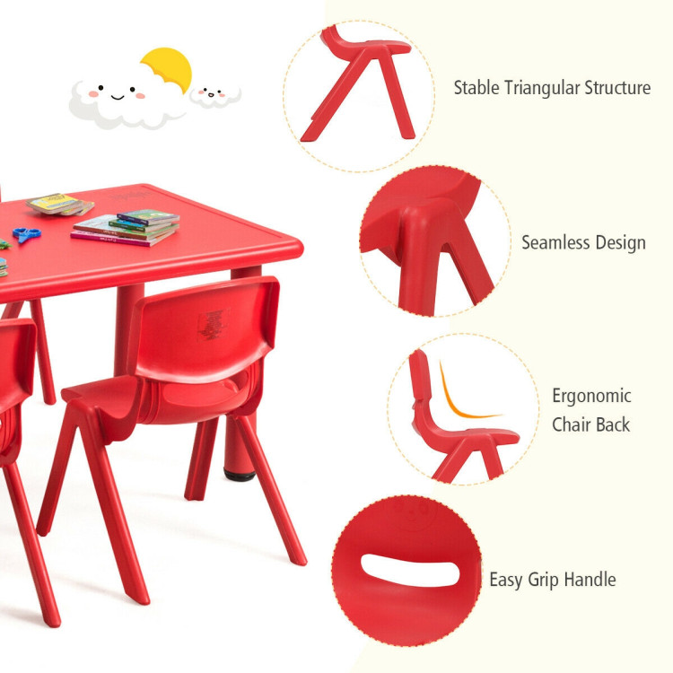4-pack Kids Plastic Stackable Classroom Chairs-RedCostway Gallery View 12 of 12