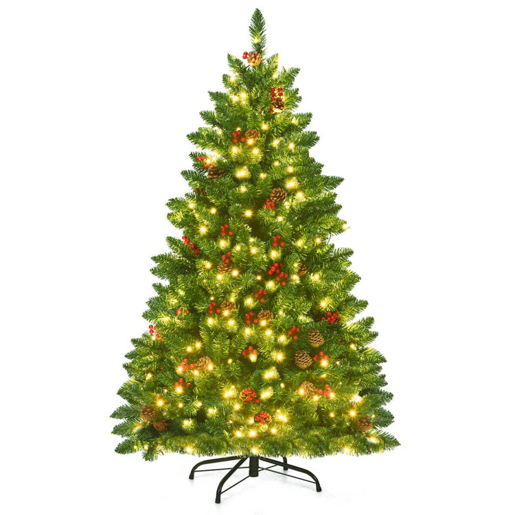 4.5 Feet Pre-lit Hinged Christmas Tree with 300 LED LightsCostway Gallery View 1 of 12
