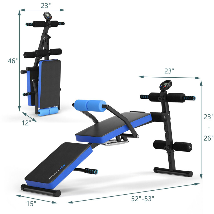 Adjustable Sit Up Bench with LCD Monitor-BlueCostway Gallery View 3 of 8