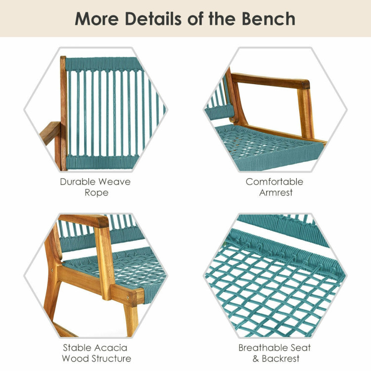 2-Person Acacia Wood Yard Bench for Balcony and Patio-TurquoiseCostway Gallery View 10 of 10