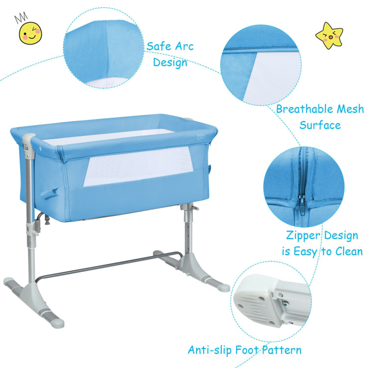 Travel Portable Baby Bed Side Sleeper  Bassinet Crib with Carrying Bag-BlueCostway Gallery View 10 of 11