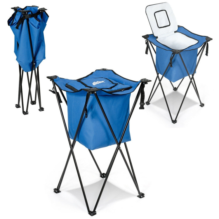 Portable Tub Cooler with Folding Stand and Carry Bag-BlueCostway Gallery View 5 of 10