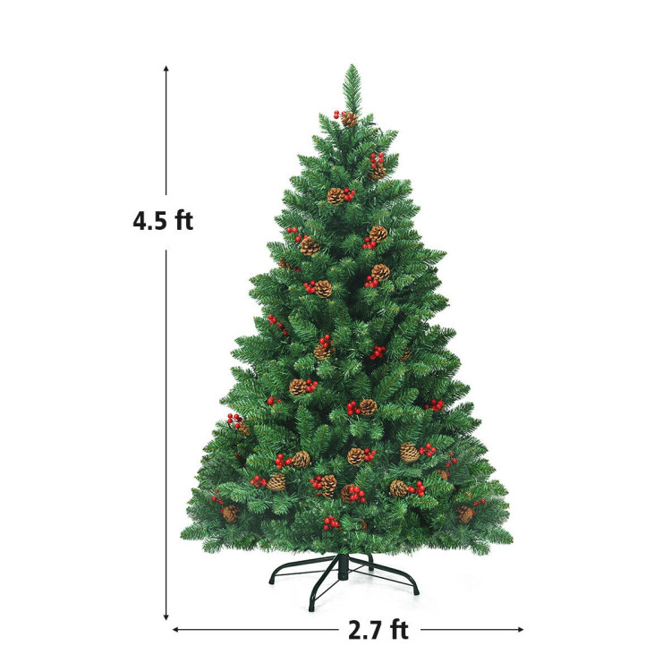 4.5 Feet Pre-lit Hinged Christmas Tree with 300 LED LightsCostway Gallery View 4 of 12