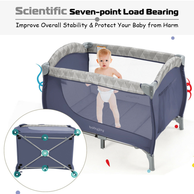 Foldable Safety  Baby Playard for Toddler Infant with Changing Station-GrayCostway Gallery View 5 of 12