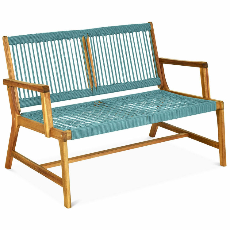 2-Person Acacia Wood Yard Bench for Balcony and Patio-TurquoiseCostway Gallery View 1 of 10