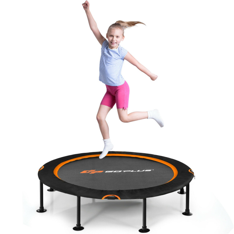 47 Inch Folding Trampoline with Safety Pad for Kids and Adults-OrangeCostway Gallery View 3 of 9