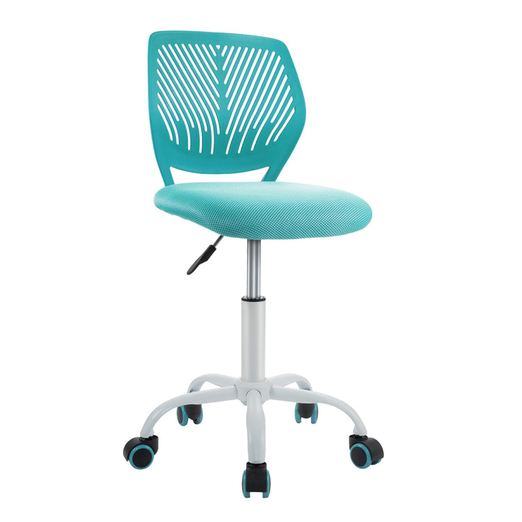 Adjustable Office Task Desk Armless Chair-TurquoiseCostway Gallery View 3 of 20