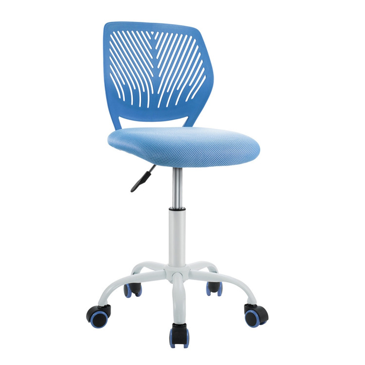 Adjustable Office Task Desk Armless Chair-BlueCostway Gallery View 3 of 20