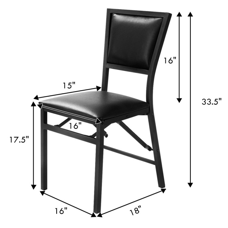 Set of 2 Metal Folding Dining Chair with Space Saving Design - Gallery View 5 of 14