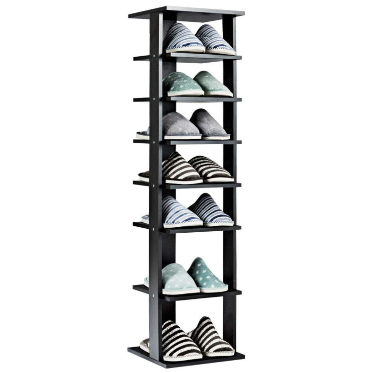 7-Tier Shoe Rack Practical Free Standing Shelves Storage Shelves-BlackCostway Gallery View 8 of 9