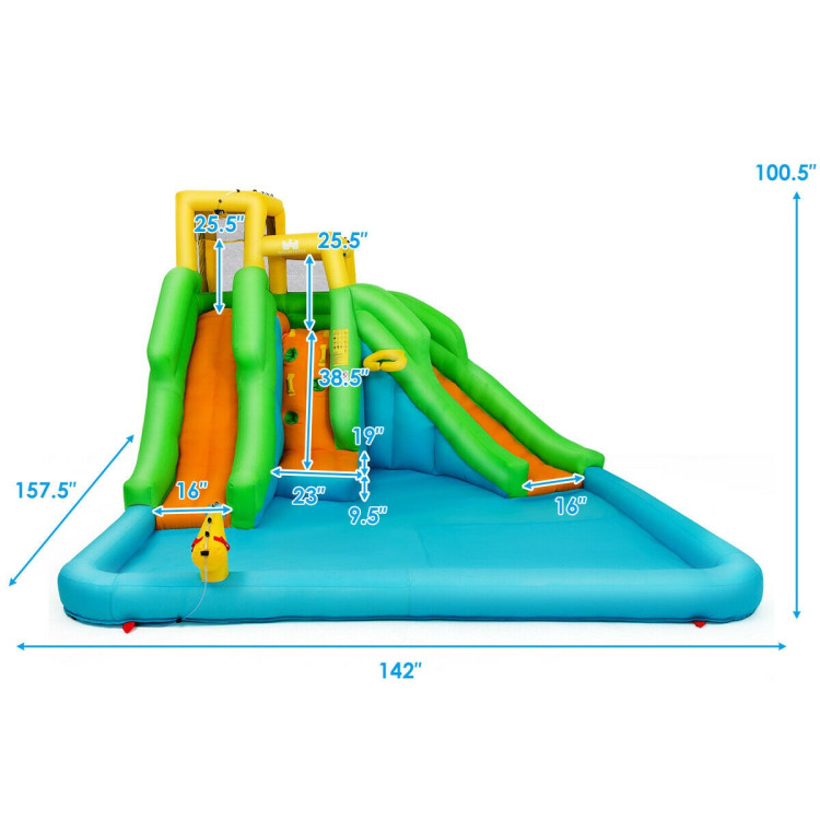 Inflatable Water Park Bounce House with Climbing Wall without BlowerCostway Gallery View 4 of 11