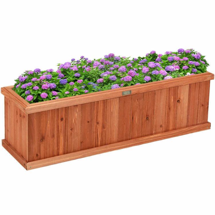 3 Feet x 3 Inch Wooden Decorative Planter Box for Garden Yard and Window Costway Gallery View 10 of 12