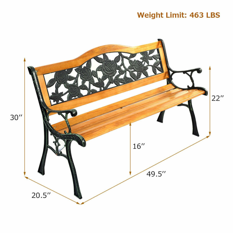 Park Garden Iron Hardwood Furniture Bench Porch Path ChairCostway Gallery View 4 of 12