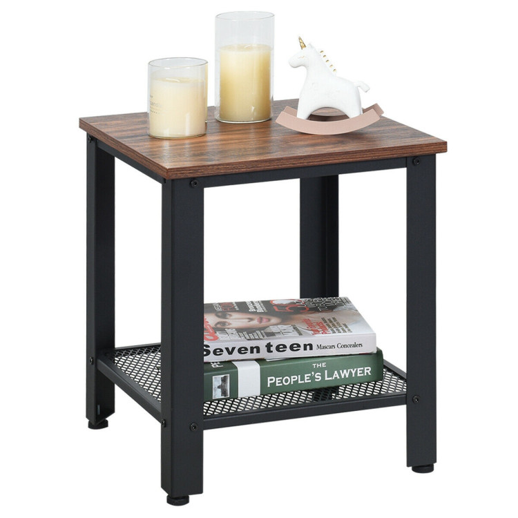 Industrial End Table 2-Tier Side Table-BlackCostway Gallery View 8 of 11
