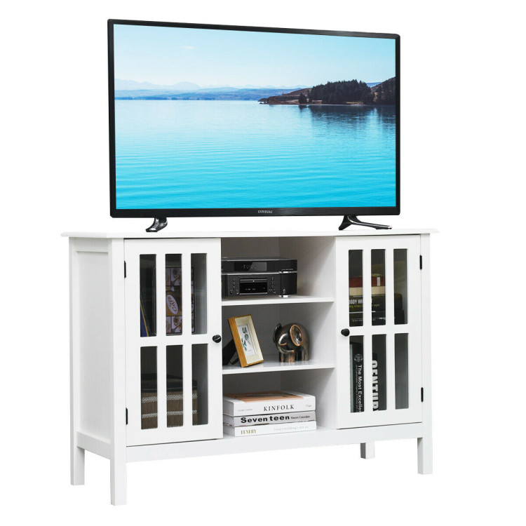 Wooden TV Stand Console Cabinet for 50 Inch TV-WhiteCostway Gallery View 3 of 9