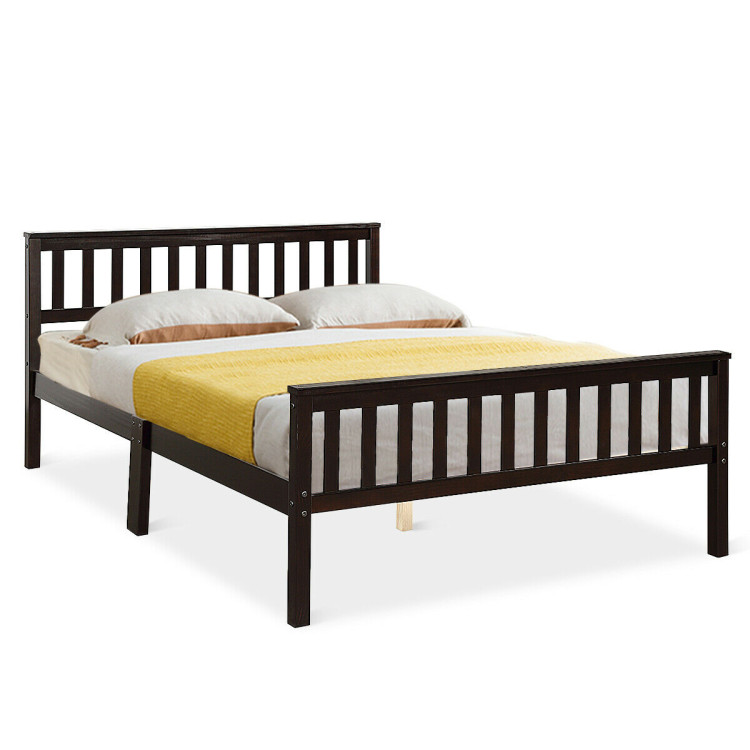 Full Size Wood Platform Bed Frame with Headboard and FootboardCostway Gallery View 6 of 10