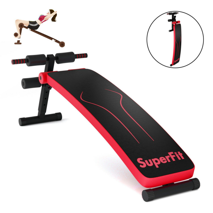 Folding Weight Bench Adjustable Sit-up Board Workout Slant Bench-RedCostway Gallery View 10 of 10