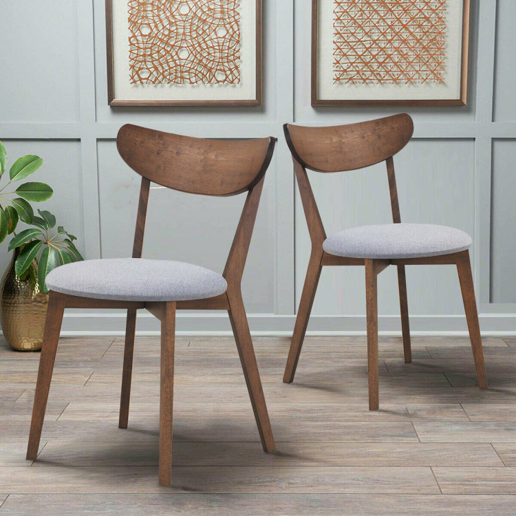 Set of 2 Dining Chairs Upholstered Curved Back SideCostway Gallery View 9 of 13