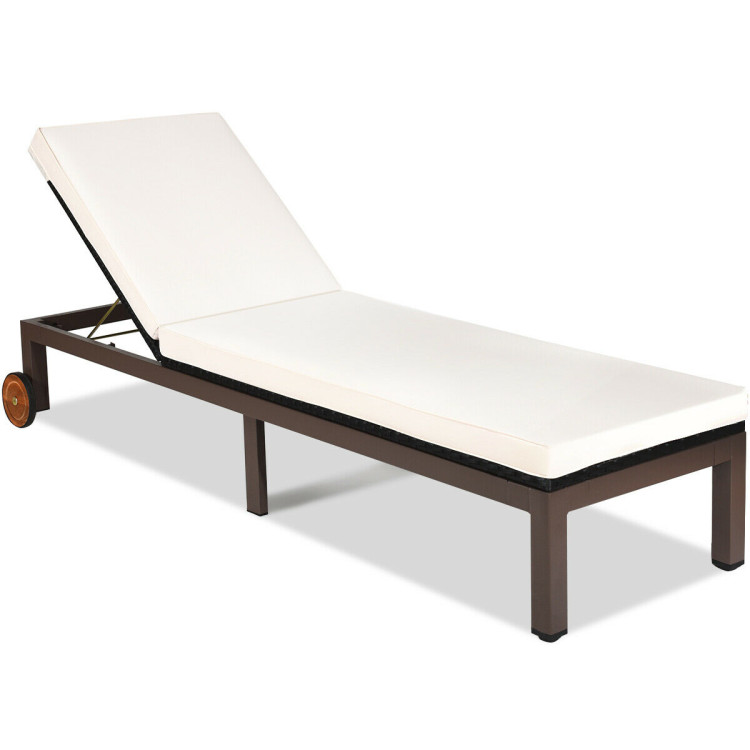  Back Adjustable Cushioned Patio Rattan Lounge ChairCostway Gallery View 3 of 12
