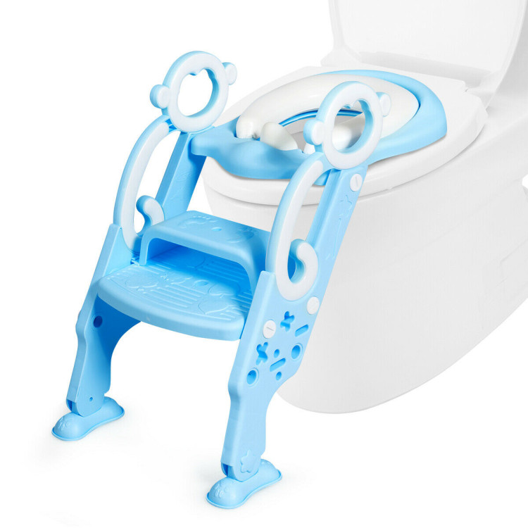 Adjustable Foldable Toddler Toilet Training Seat Chair-BlueCostway Gallery View 4 of 12