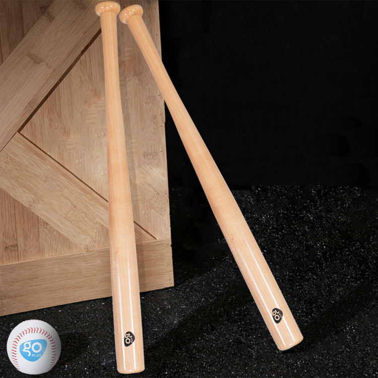 2 Pieces 34 Inch Natural Wooden Baseball Bat and 2 Pieces 9 Inch BaseballCostway Gallery View 1 of 12