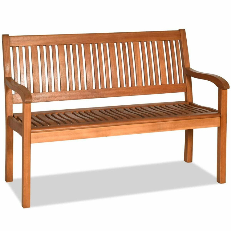 Two Person Solid Wood Garden Bench with Curved Backrest and Wide ArmrestCostway Gallery View 1 of 12
