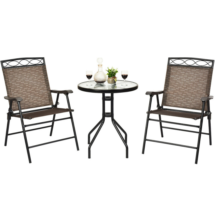 Patio Dining Set with Patio Folding Chairs and TableCostway Gallery View 3 of 12