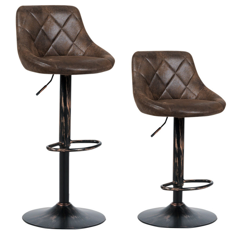 Set of 2 Adjustable Bar Stools with Backrest and FootrestCostway Gallery View 1 of 12