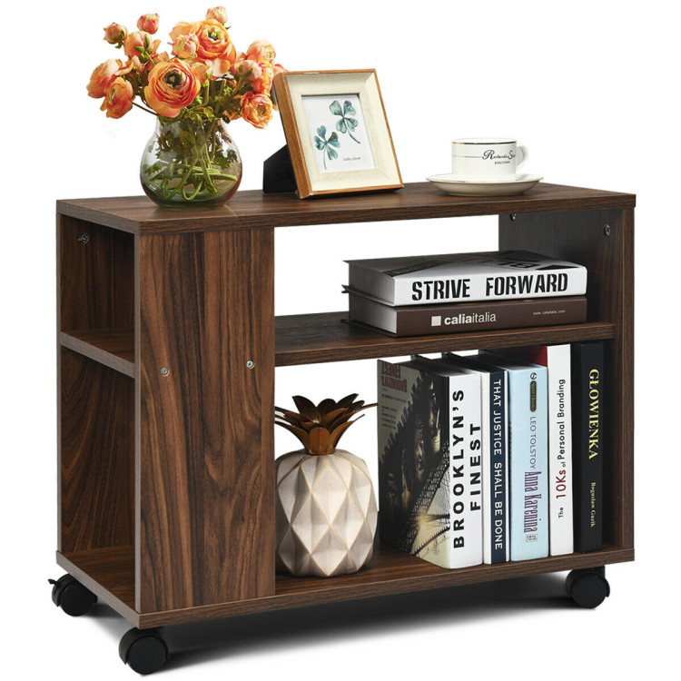 Multifunctional 3-Tier Side Table with Wheels and Large Storage ShelfCostway Gallery View 12 of 12