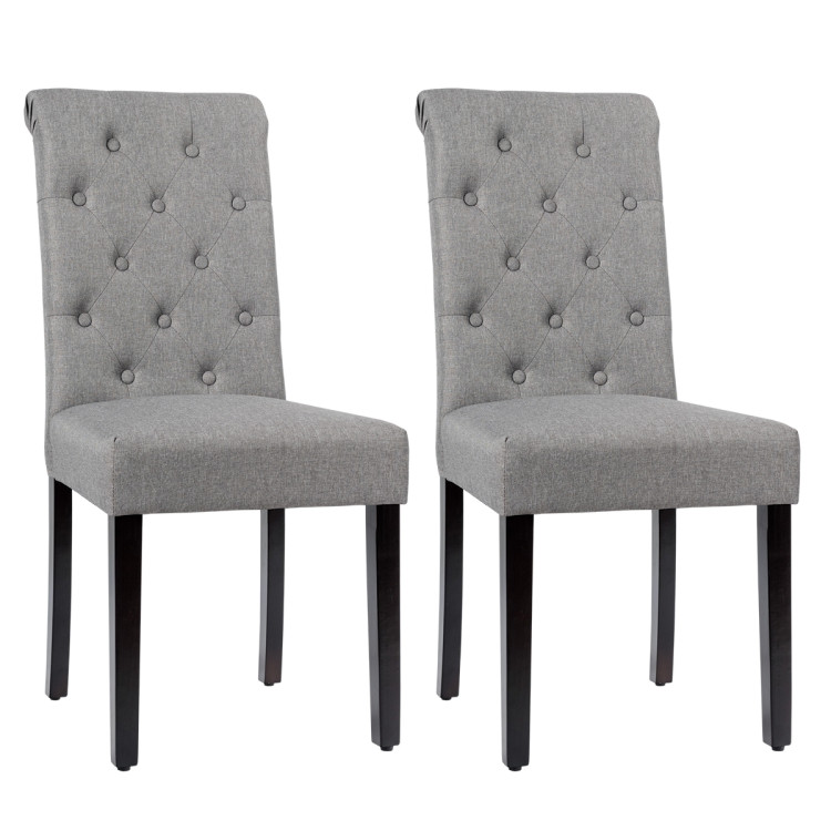 2 Pieces Tufted Dining Chair Set with Adjustable Anti-Slip Foot Pads-GrayCostway Gallery View 7 of 12