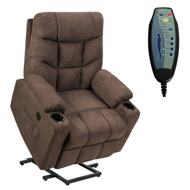 Electric Power Lift Recliner Massage Sofa-BrownCostway Gallery View 7 of 10