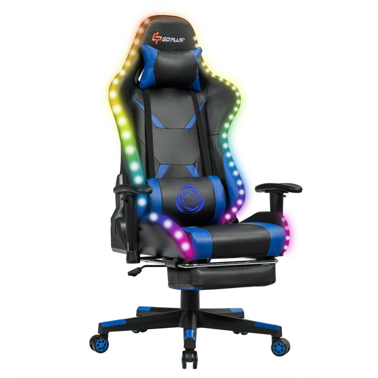 Massage Racing Gaming Chair  Chair with RGB LED Lights-BlueCostway Gallery View 1 of 10