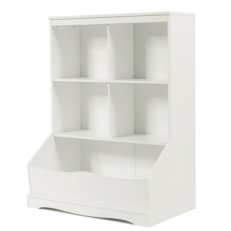 3-Tier Children's Multi-Functional Bookcase Toy Storage Bin Floor Cabinet-WhiteCostway Gallery View 4 of 10