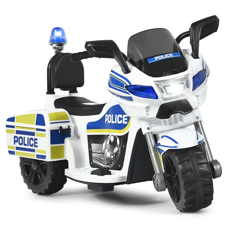 6V 3-Wheel Kids Police Ride On Motorcycle with BackrestCostway Gallery View 1 of 11