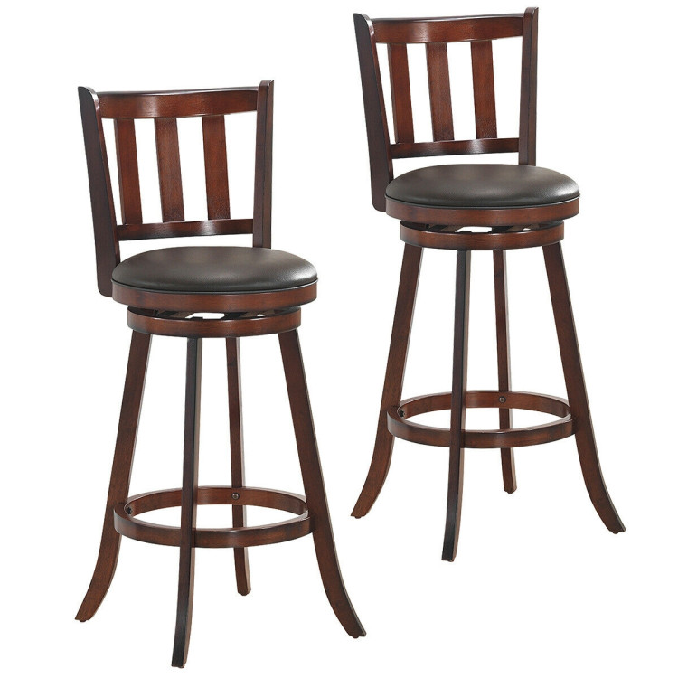 2 Pieces 360 Degree Swivel Wooden Counter Height Bar Stool Set with Cushioned Seat-31 inchesCostway Gallery View 1 of 10