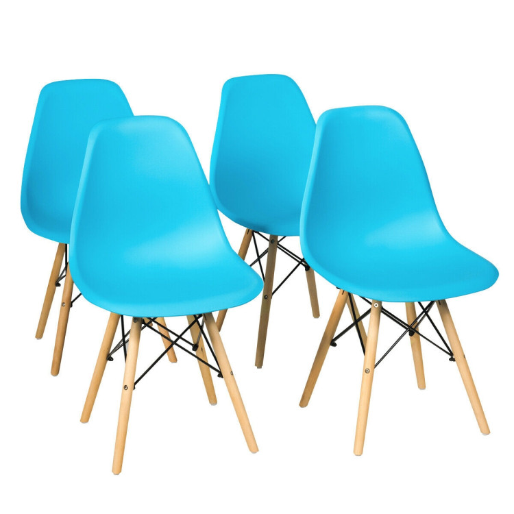 4 Pieces Modern Armless Dining Chair Set with Wood Legs-BlueCostway Gallery View 3 of 12