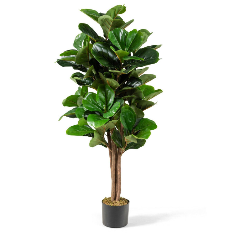 4 Feet Artificial Fiddle Leaf Fig Tree Decorative PlanterCostway Gallery View 1 of 9