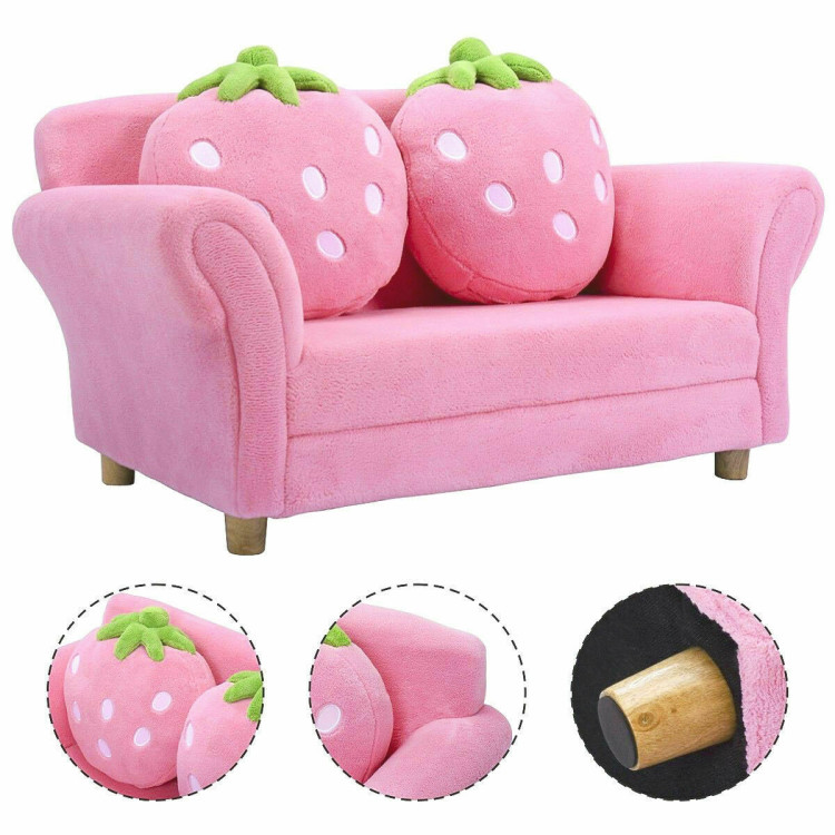 BL/PI Kids Strawberry Armrest Chair Sofa-PinkCostway Gallery View 12 of 12