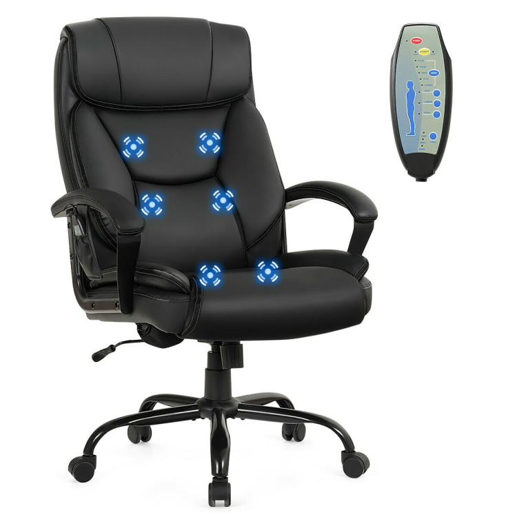 Massage Executive Office Chair with 6 Vibrating Points-BlackCostway Gallery View 8 of 10