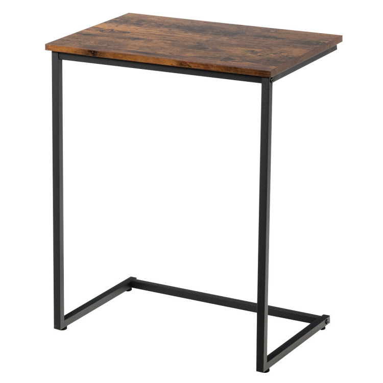 C-shaped Industrial End Table with Metal FrameCostway Gallery View 8 of 12