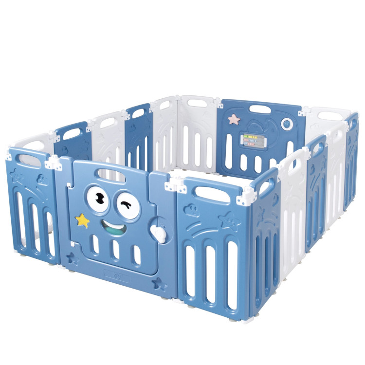 16-Panel Foldable Baby Playpen Kids Activity Centre-BlueCostway Gallery View 5 of 10