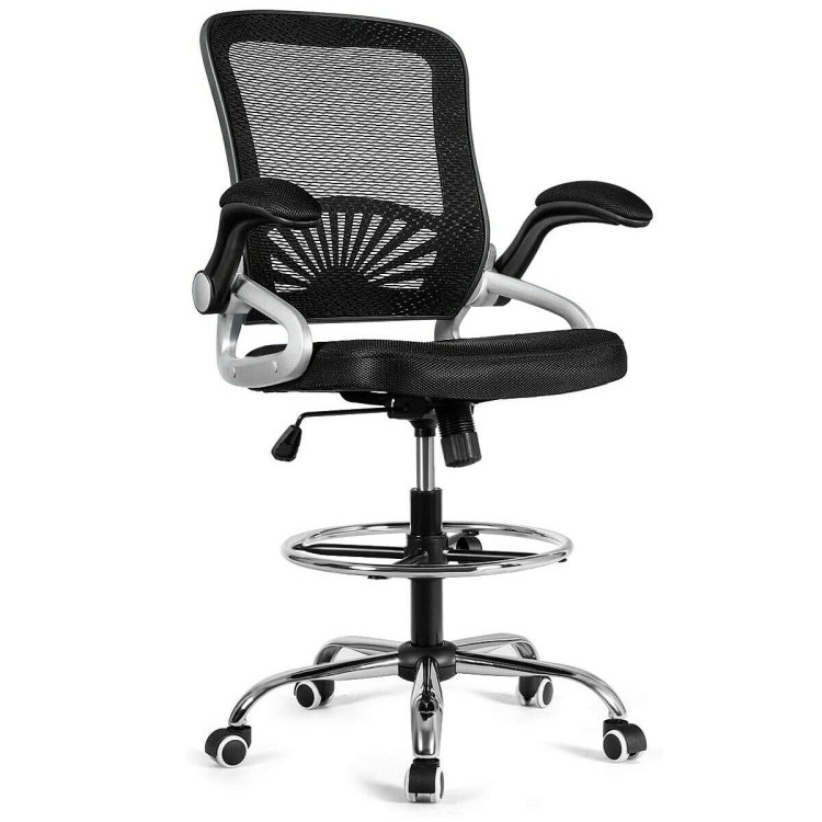 Adjustable Height Flip-Up Mesh Drafting Chair with Lumbar SupportCostway Gallery View 1 of 12