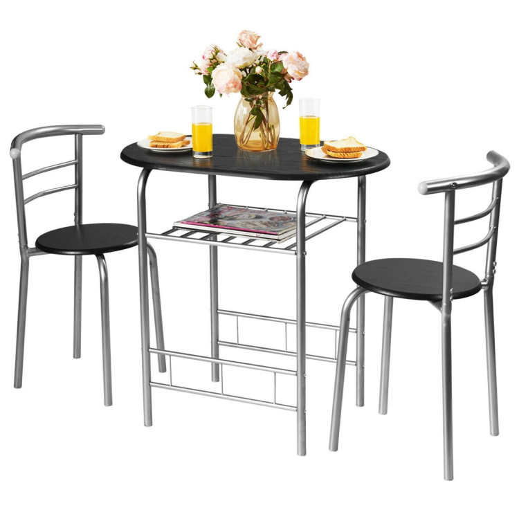 3 pcs Home Kitchen Bistro Pub Dining Table 2 Chairs Set- SilverCostway Gallery View 10 of 14